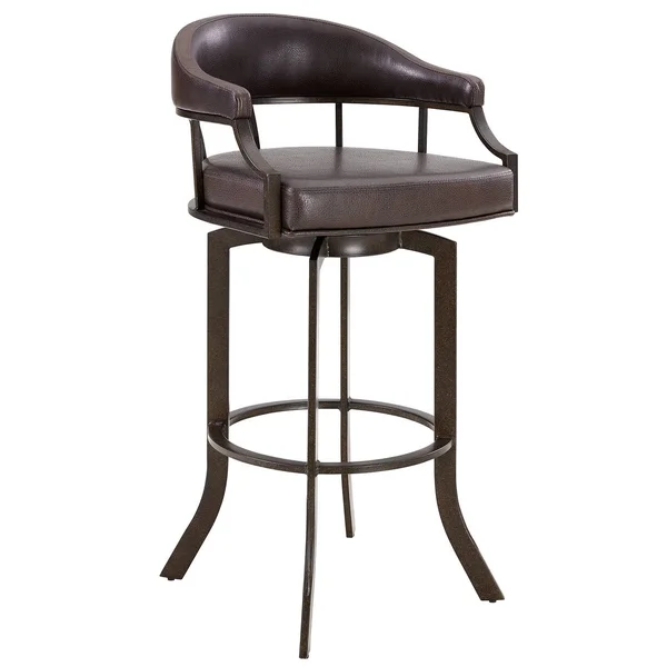 Pharaoh Swivel 26x22 Auburn Bay and Brown Faux Leather Bar Stool