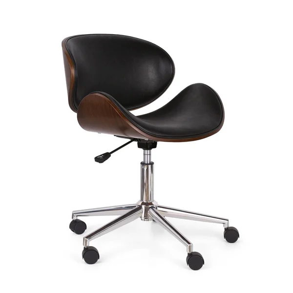 Christopher Knight Home Dawson Armless Office Chair, Midnight Black + Chrome + Walnut