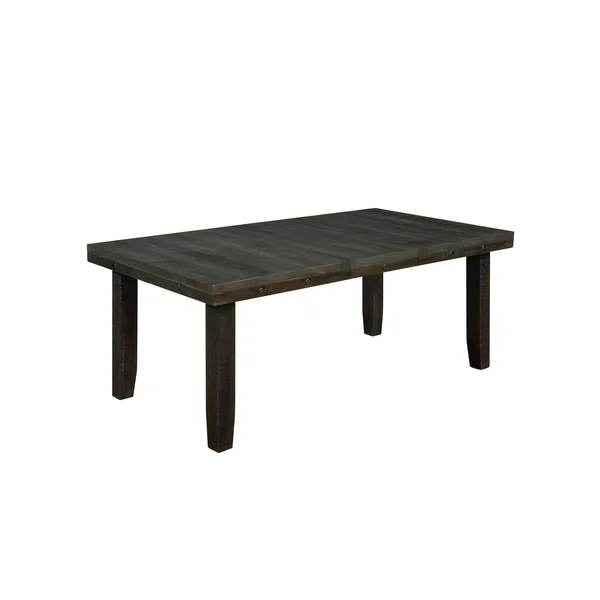 Best Quality Furniture Classic Extendable Dining Table w/Center 18x22 Leaf in Rustic Dark Oak Finish