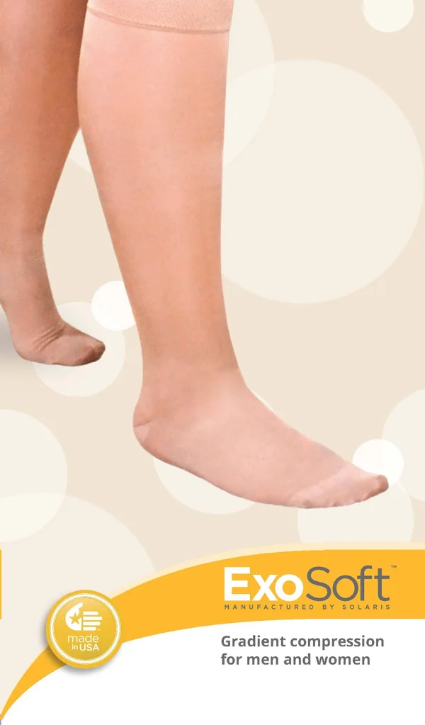Lu0026R USA Solaris ExoSoft 20-30mmHg Open Toe Knee High, Medium, Black