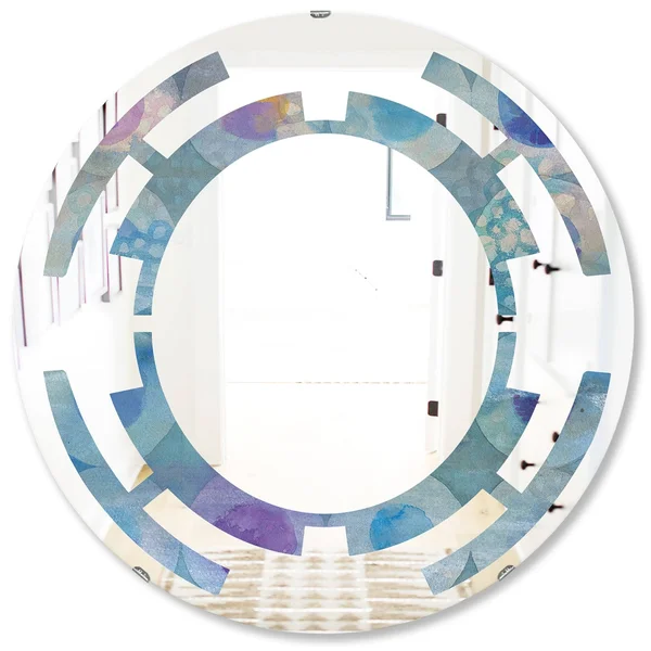 Designart 24-in L x 24-in W Round Blue Polished Wall Mirror - MIR30226-C1-C24