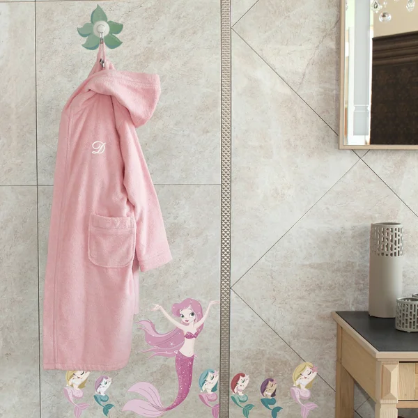 Authentic Hotel and Spa Sweet Kids Turkish Cotton Terry Pretty Pink with White Monogram Hooded Bathrobe - Medium