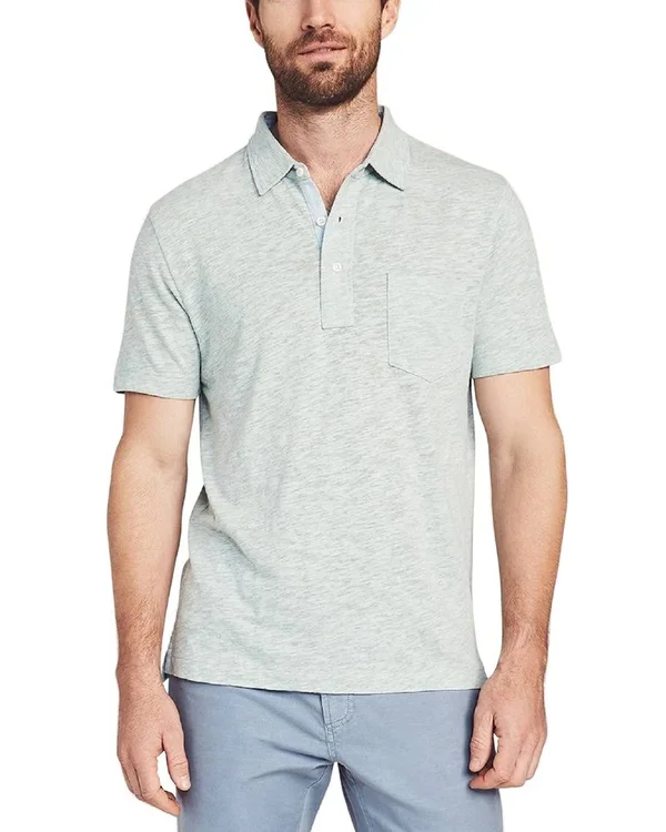 Faherty Men's Short-Sleeve Heather Polo - Pedlow Green L