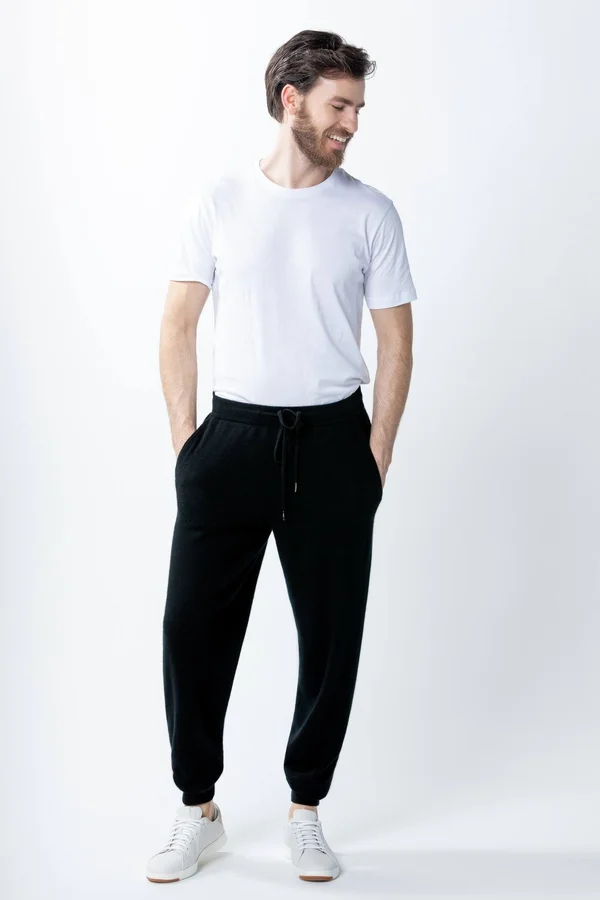 Men's Cashmere Knit Jogger Black - Gobi Cashmere, XL, Black, MK16-81