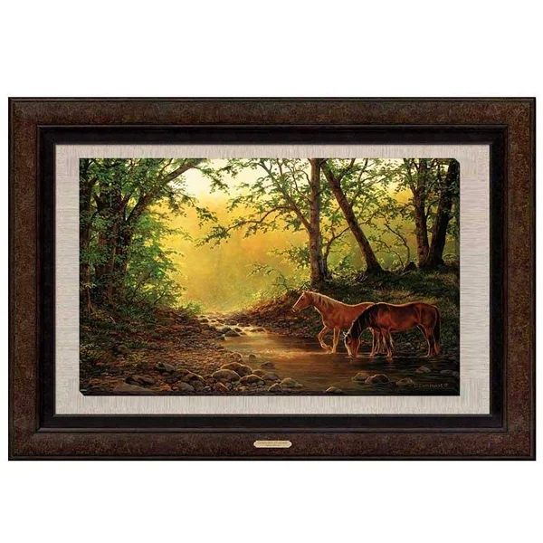 Stillwater Creek - Horses Wrapped Canvas by Chris Cummings