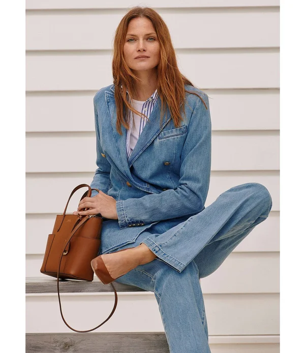 Lauren Ralph Lauren Blue/White Cotton Poplin Shirt