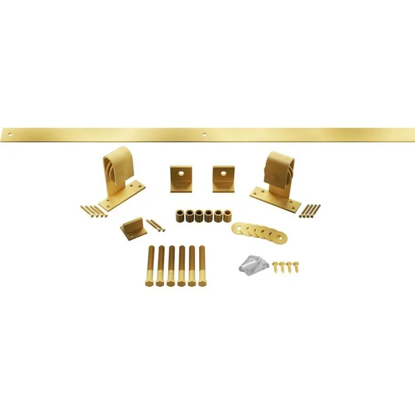 Premium J-Top Mount Barn Door Hardware Set for 1 3/8x22 to 2 1/4x22 Doors (Track Length: 72 Inches - Jacob&s Gold)