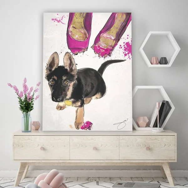 Picture Perfect International by Jodi 'New Shoes' Giclee Stretched Canvas Wall Art - 36 Inches x 48 Inches x 1.5 Inches
