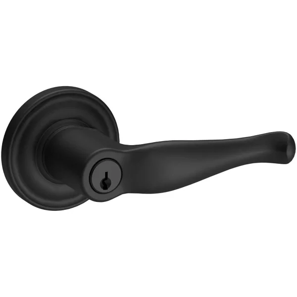 Baldwin Reserve Endecrtrr190 Entry Right Hand Decorative Lever and Traditional Round Rose with 6AL Latch and Dual Strike Satin B