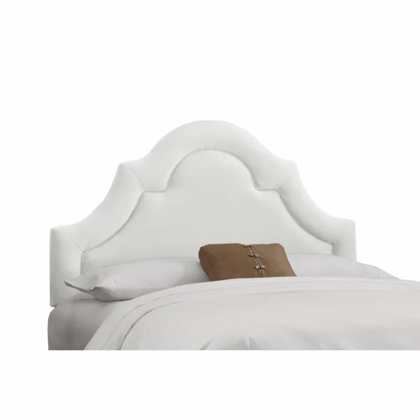 Arch Border Velvet Upholstered Headboard White Velvet - Size: Full