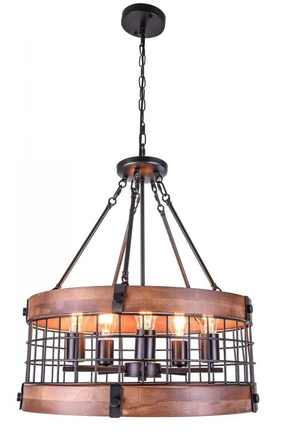 Oaks Decor Modern Wood Chandelier 5-Light Antique Modern/Contemporary Cage Chandelier - MC1007