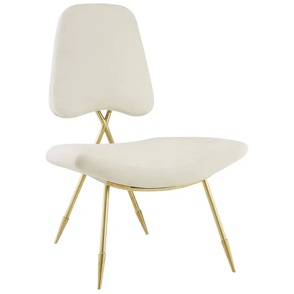 Modway Ponder Upholstered Velvet Lounge Chair - Ivory