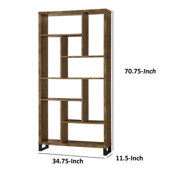 Sleek and Sophisticated Bookcase with Multiple Shelves, Brown