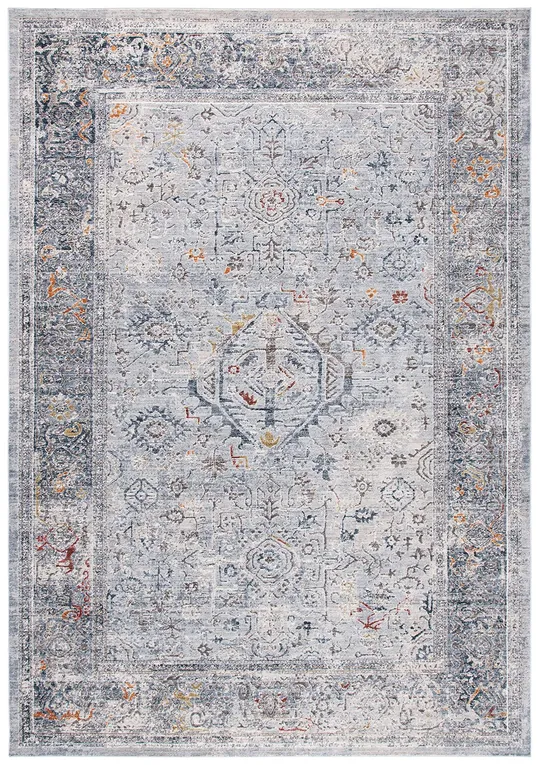 Safavieh History Rug Collection HIS584F - Light Grey, Navy - 5&-1x22 x 7&-6x22