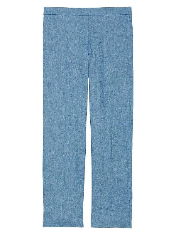 Theory Women's Treeca Stretch-Linen Cropped Pants - Denim - Size 0
