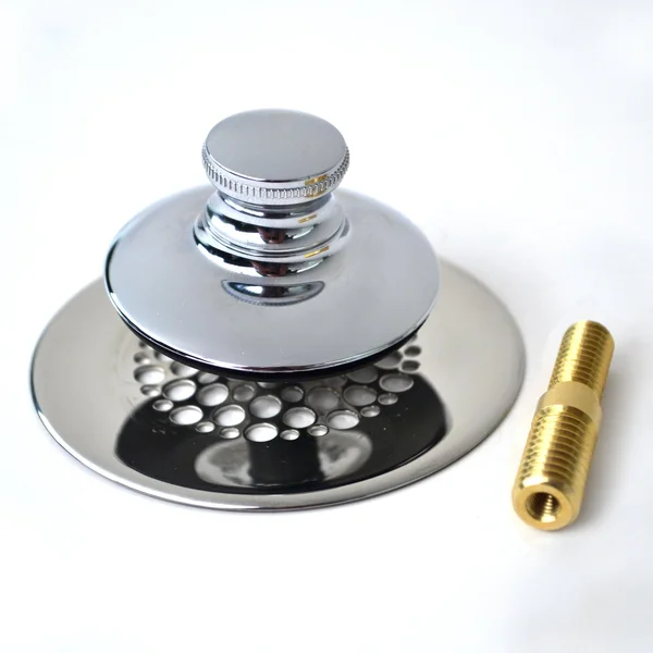 Watco Universal Nufit Push Pull Bathtub Stopper with Grid Strainer, Innovator Overflow and Silicone, Brushed Nickel, Brushed Nic