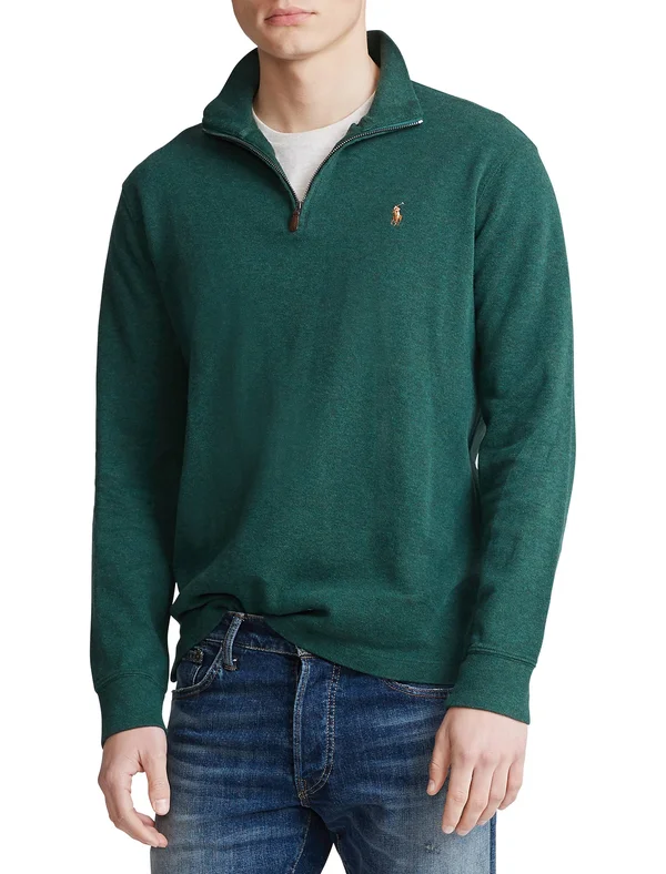 Ralph Lauren Men's Estate-Rib Quarter-Zip Pullover - Size 1x Big in Scotch Pine Heather