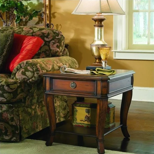 Beaumont Lane Adams Wood Top End Table in Clear Cherry