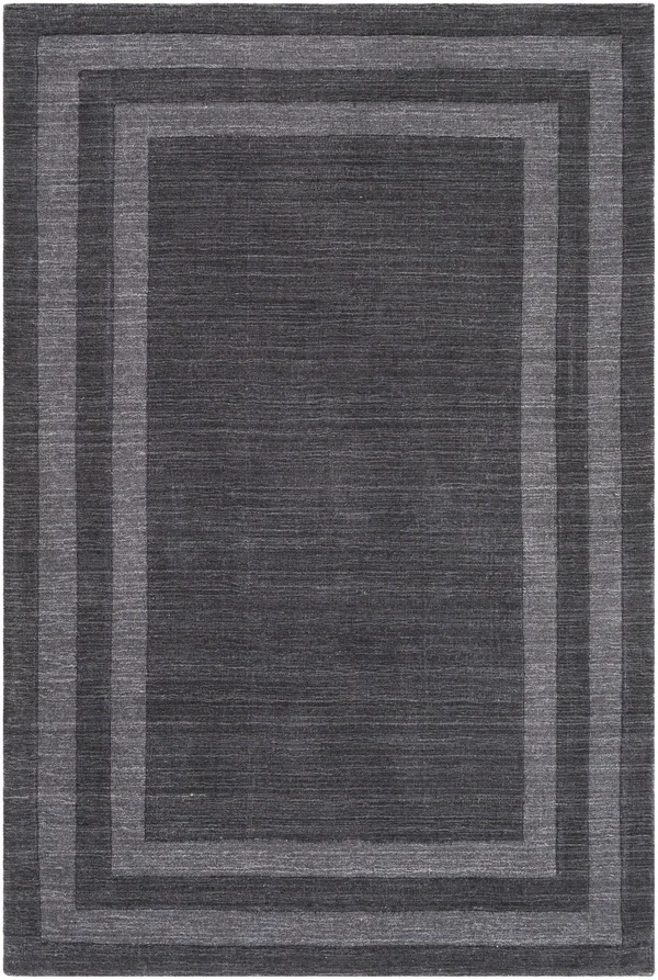 Modern BHS-0061938 Tufted Wool Charcoal Border Accent Rug - 8' x 11'