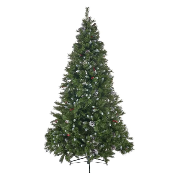 Noble House 7.5 ft. Unlit Christmas Tree with Frosted Pinecones in Green