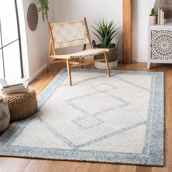Safavieh 8& x 10& Abstract ABT345M Ivory, Blue Rug