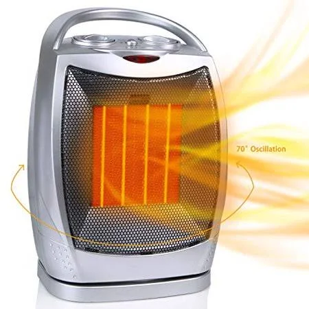 Oscillating Portable Ceramic Space Heater, 750/1500w Electric Heater with Thermostat Overheat Protection and Tip Over Protection