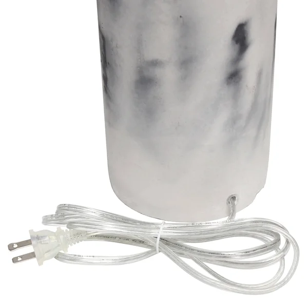 Lalia Home Marbleized Table Lamp with White Fabric Shade - White