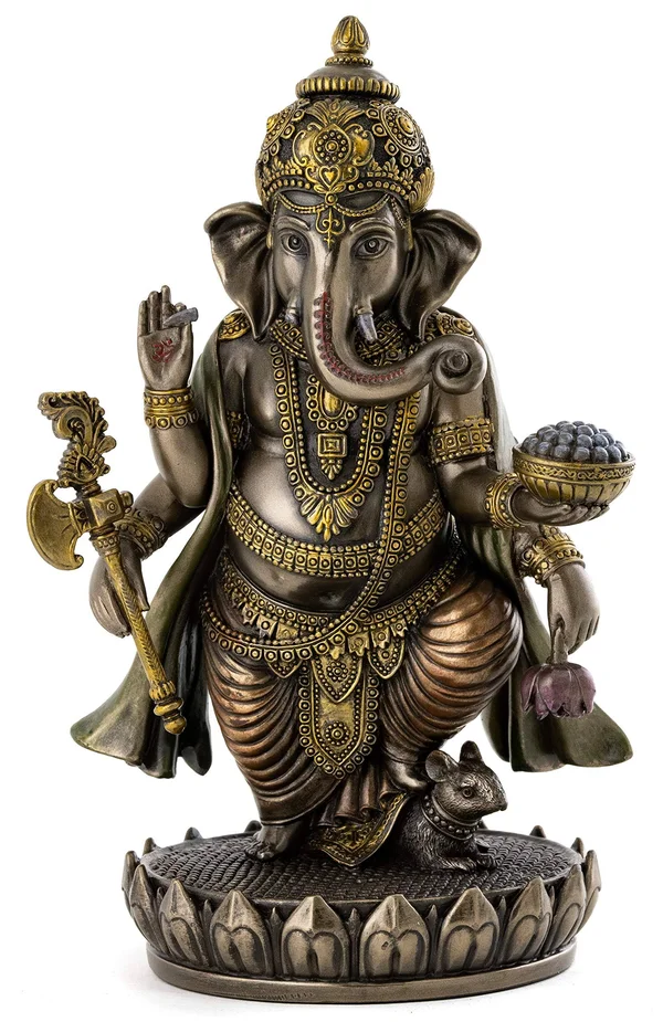 Top Collection Ganesh Statue - Lord of Success Ganesha Hindu God Sculpture in Cold Cast Bronze - 7.6-Inch Collectible Age Figuri
