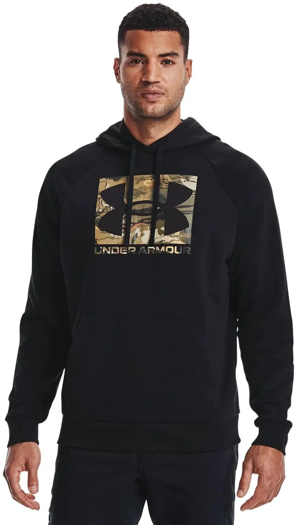 Under Armour Men's Rival Fleece Camo Logo Hoodie - Black, SM