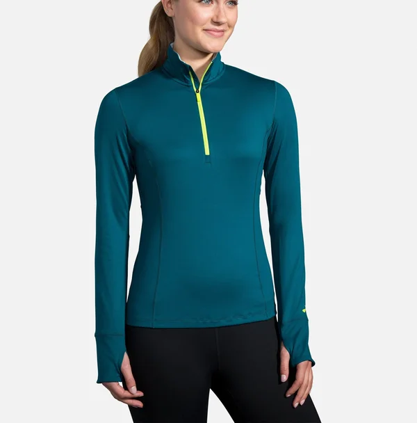 Brooks Dash 1/2 Zip Xs, Deep Sea/Lime (Women's)