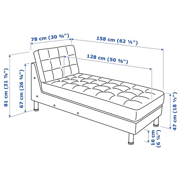IKEA - MORABO Chaise - Add-On Unit, Grann/bomstad Dark Beige, Width: 30 3/4