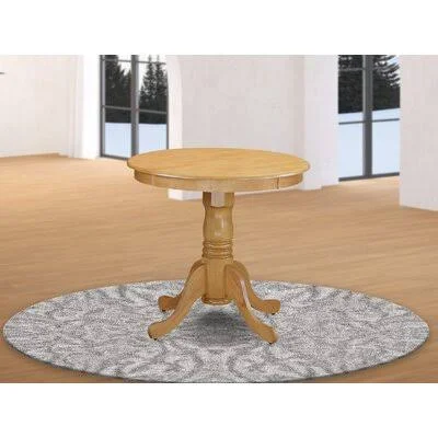 Mckinnis 30x22 Solid Rubberwood Pedestal Dining Table Canora Grey Base Color: Oak - Top Color: Oak