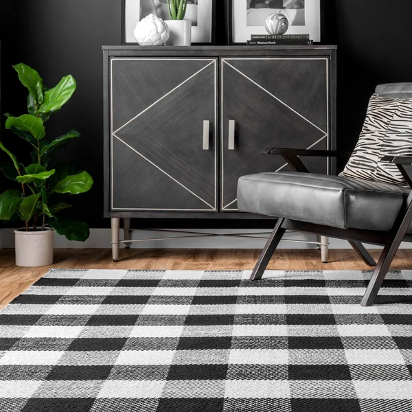 nuLOOM Rylie Buffalo Plaid Flatweave Area Rug - 2& x 6& Runner - Black