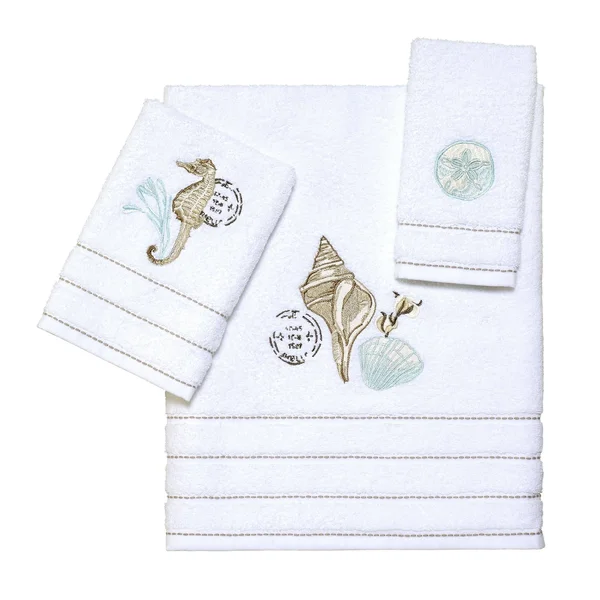 Avanti Linens Farmhouse Shell 3 PC Towel Set - White