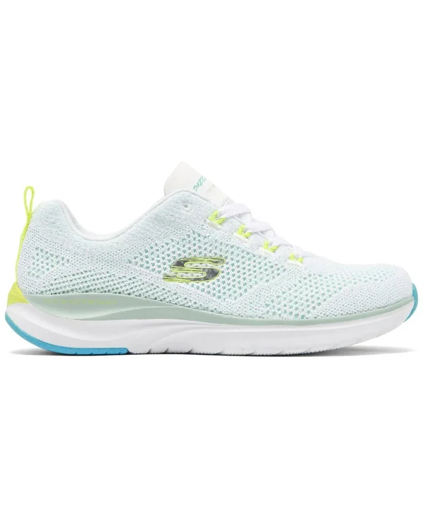 Skechers Women's Ultra Groove Sneakers, White/Turquoise, 9.5