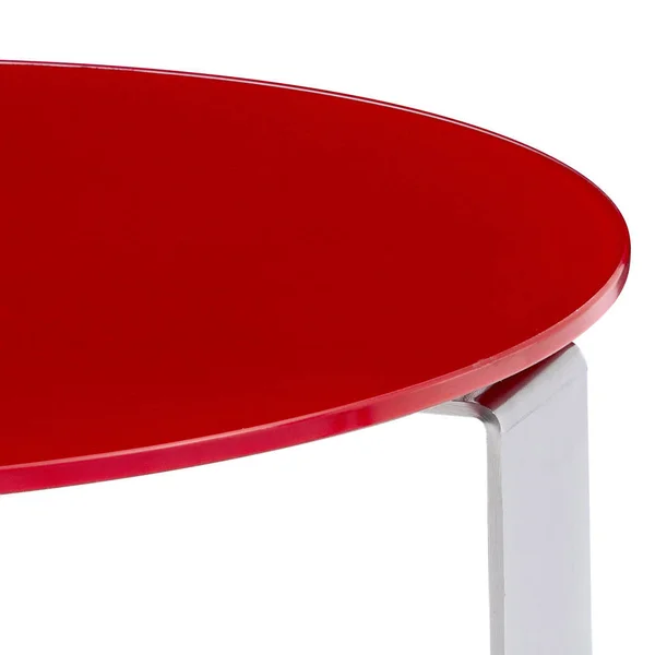 Zuri Modern Carmesi End Table - Red Opaque Glass with Polished Stainless Steel Base