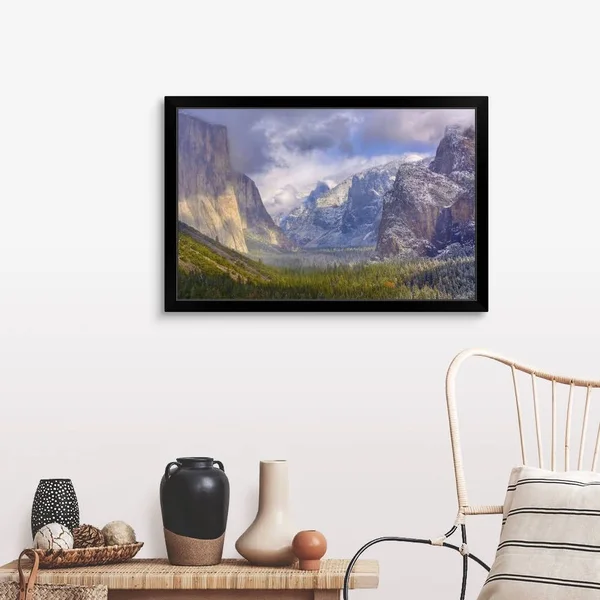 The Tunnel View Yosemite National Park - California, Black Framed Wall Art, 36x24, Great Big Canvas