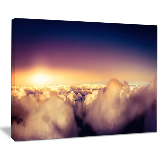 Design Art Blue Sky Over Clouds Panorama Landscape Wall Art Canvas Print - 40X20x22