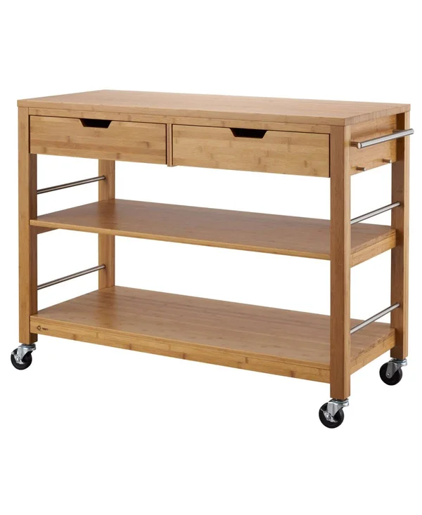 Trinity Bamboo 48 in. Kitchen Island with Drawers