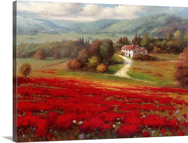 Canvas Wall Art entitled Poppy Fields Afar - 40x30
