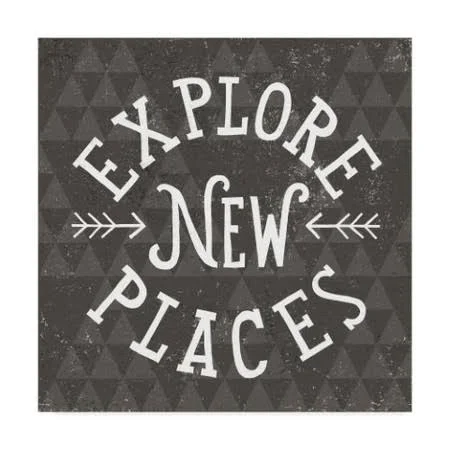 Trademark Fine Art 'Mod Triangles Explore New Places' Canvas Art by Michael Mullan, Size: 18 x 18