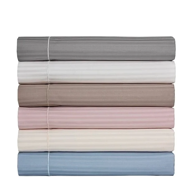 Elite Home Silky Soft Stripe Duvet Cover Set White Full/Queen