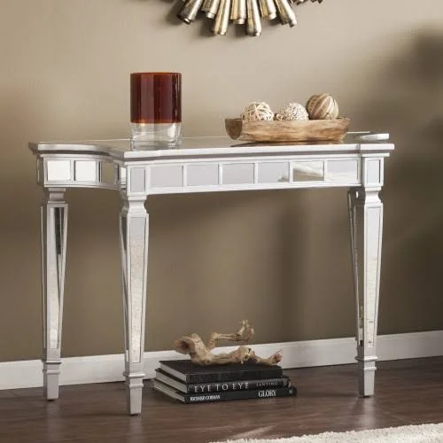 Grevale Glam Mirrored Console Table - Matte Silver by Ember Interiors