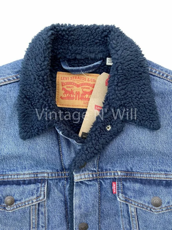 Levi&s Mens Type III Sherpa Trucker Jacket Men's Coat in The Navy : XL
