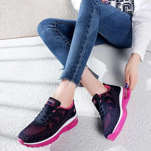 Omega Walk Comfortable Walking and Running Shoes for Women - Lightweight - Breathable - Stylish - Air CUSHION, Pink, US 9