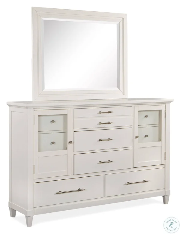 Magnussen Lola Bay Dresser with Landscape Mirror in Seagull White