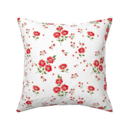 European Red and White Throw Pillow Cover W Optional Insert by Roostery - Size: 18 x 18 Cu003EOnly