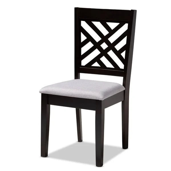 Baxton Studio Caron Gray and Espresso Fabric Dining Chair (Set of 4)