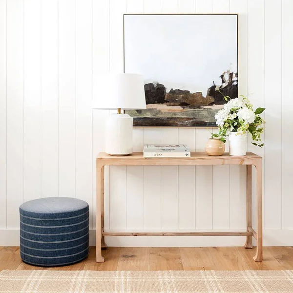 Threshold Designed w/STUDIO McGee Lynwood Upholstered Round Cube Navy - Threshold Designed with Studio McGee