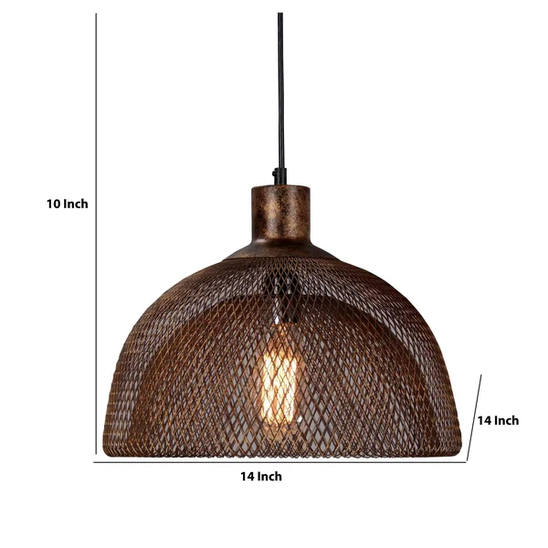 Dual Layer Mesh Design Metal Frame Chandelier - Medium, Rustic Bronze